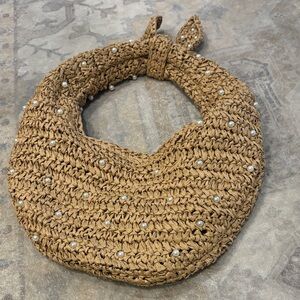 Like new straw and pearl handbag